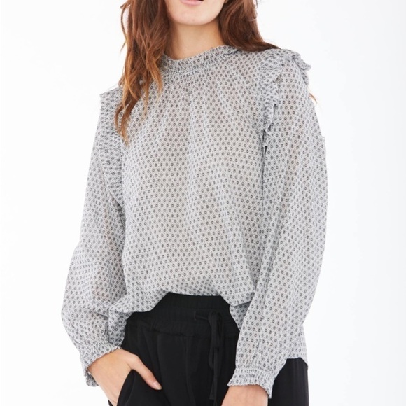 Sundays Alexa Blouse 100% cotton ruffle sleeves size small - Picture 2 of 7